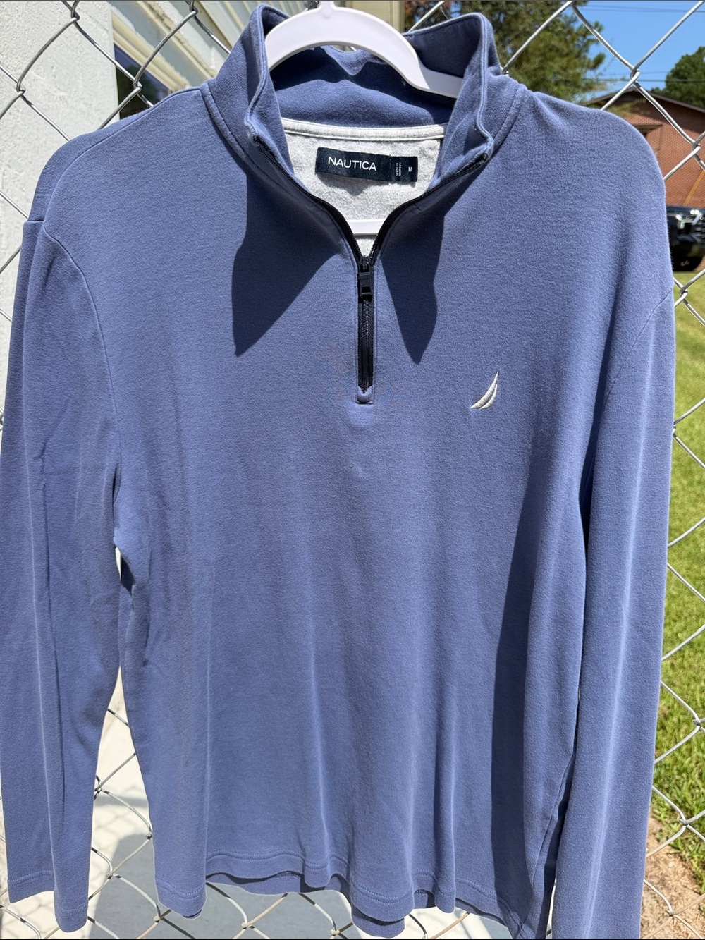 Nautica Men's Light Blue Zip-Up Quarter Collar Sweater